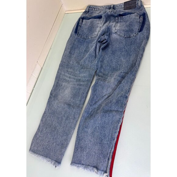 One Teaspoon Ankle Jeans Womens 29X28 High Waist Baggy Distressed Striped - Picture 3 of 13